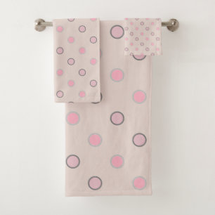 Pink, gray and white bath towel set