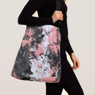 Pink, gray and White Marble Crossbody Bag