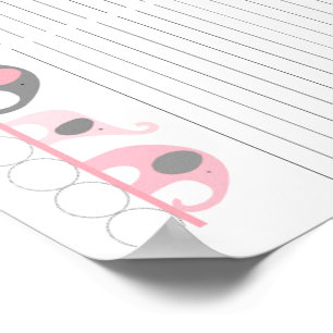Pink Gray Elephant Baby Shower Guest Sign In sheet
