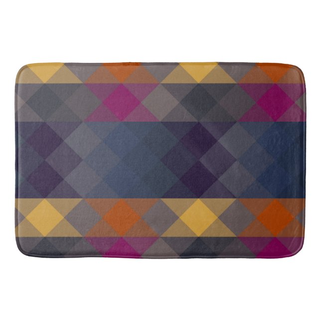 pink gray purple orange and blue geometric bath mat (Front)