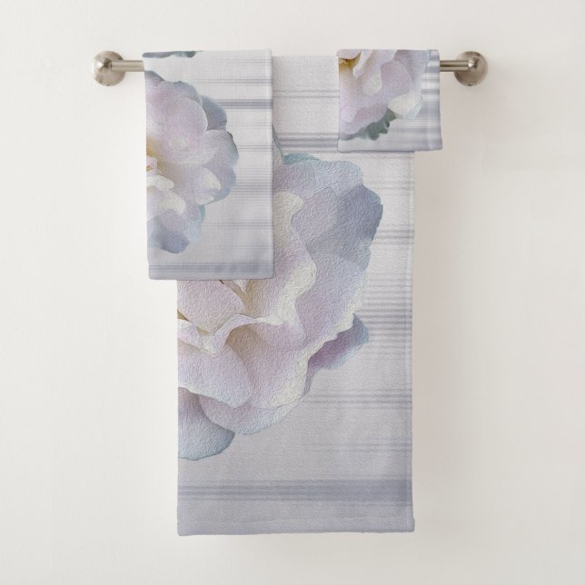 Pink gray rose bath towel set (Insitu)