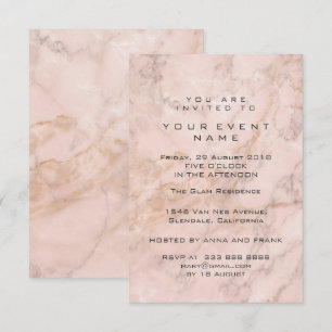 Pink Gray Rose Gold Marble Stone Gray Event Luxury Invitation