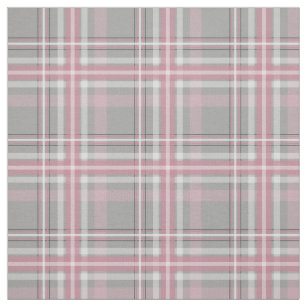Light Blue, Pink and White Plaid Fabric