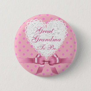 Pink  Great Grandma to be Baby Shower Button