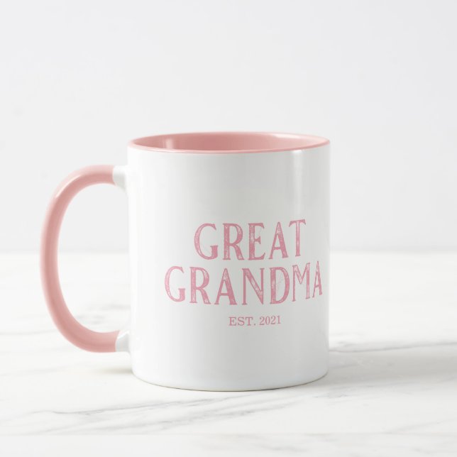 Pink Great Grandma Year Established Mug (Left)
