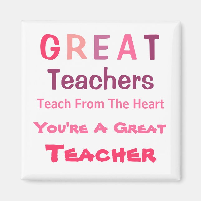 Pink Great Teachers Message Magnet (Front)