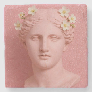 Pink Greek Coasters. Stone Coaster