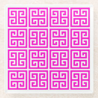 Pink Greek Key Coaster