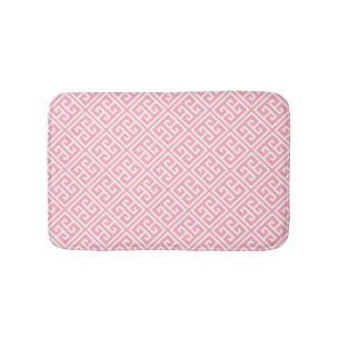 Pink Greek Key Pattern Bath Mat