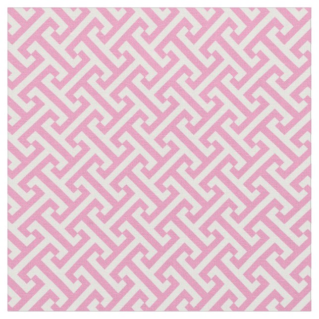 Pink Greek Key Pattern Fabric (Close Up)
