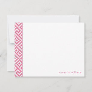 Pink Greek Key Pattern Thank You Notes