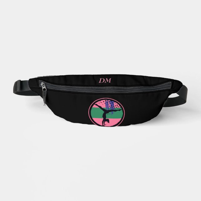 Pink Green Abstract Art Gymnast Bum Bags (Front)