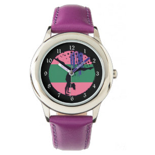 Pink Green Abstract Art Gymnast Watch