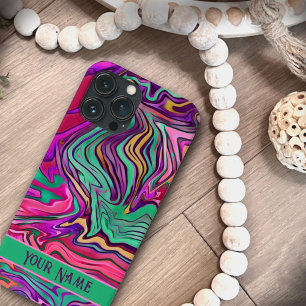 Pink Green Abstract Customised Modern iPhone 13 Pro Max Case