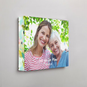 Pink Green Abstract Floral Pattern Edge Photo Canvas Print