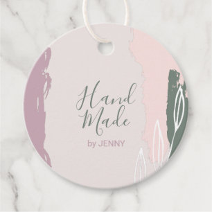Pink, Green Abstract Handmade, Craft Package Tag
