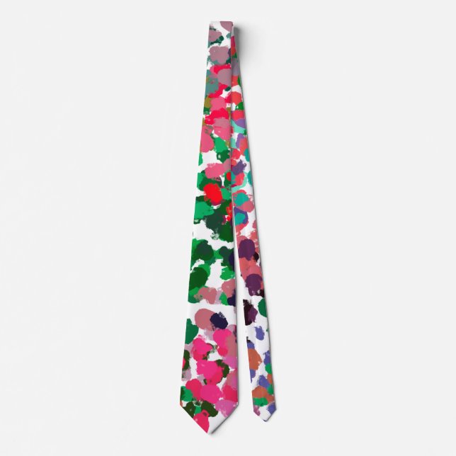 Pink green abstract Neck Tie (Front)