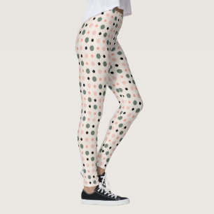 pink green and black dots leggings