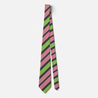 Pink ,green and black  striped tie
