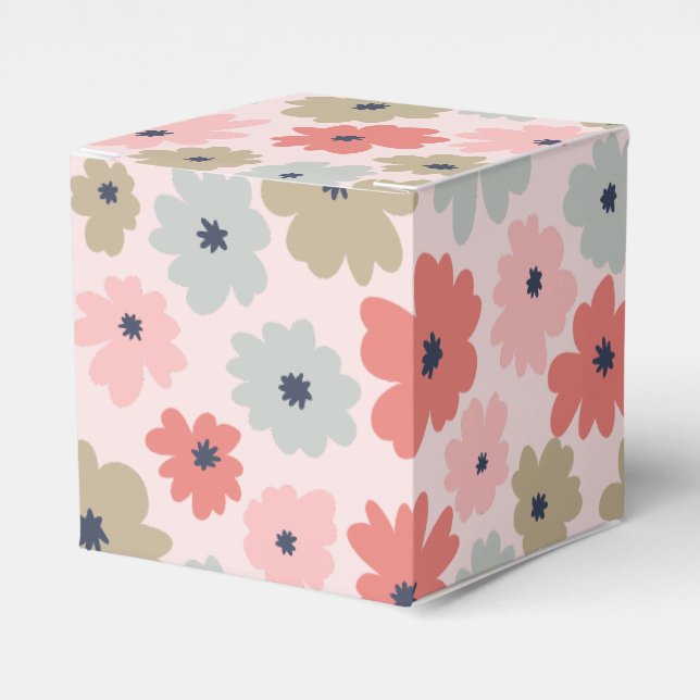 Pink Green and Blue Floral Party Favour Gift Box (Front Side)