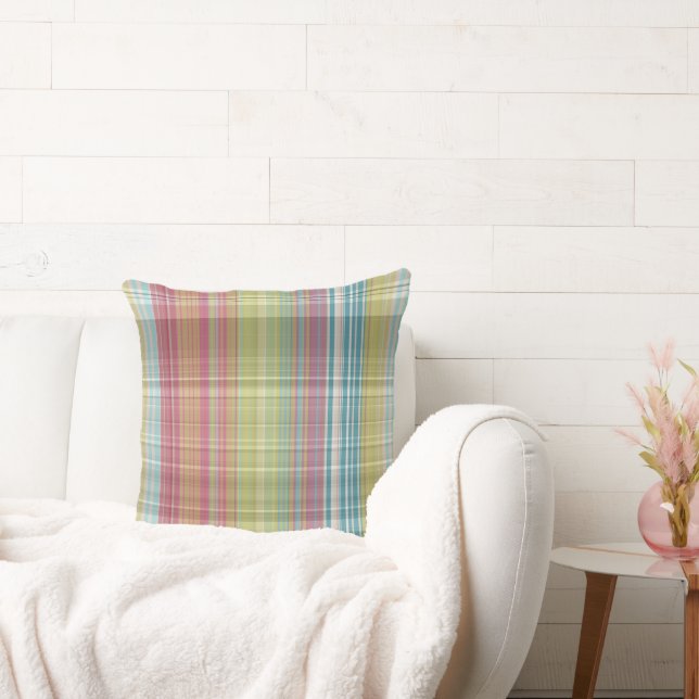 Pink, Green and blue Plaid Cushion (Couch)