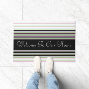 Pink Green and Blue Stripe Doormat