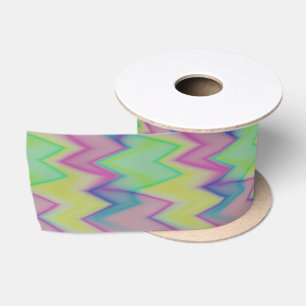pink green and blue zigzags satin ribbon