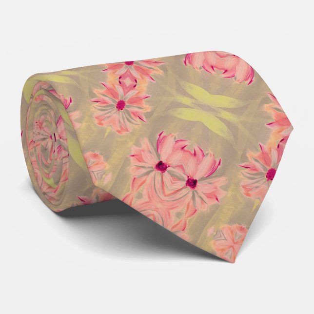 Pink Green And Dark Brown Tie (Rolled)