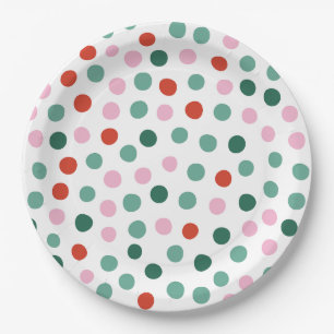 Pink, Green and Red Modern Christmas Fun Paper Plate