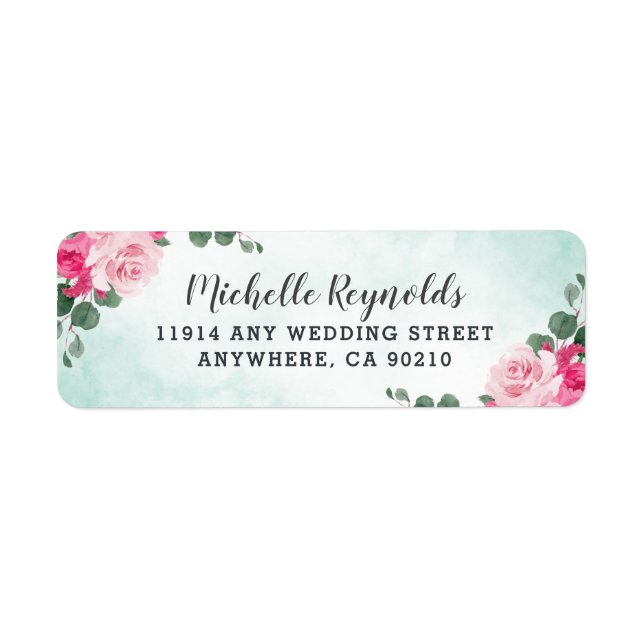Pink Green and Silver Watercolor Floral Wedding (Front)