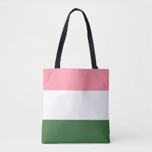 Pink, Green and White Stripes Tote Bag