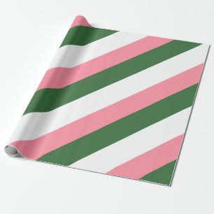 Pink, Green and White Stripes Wrapping Paper
