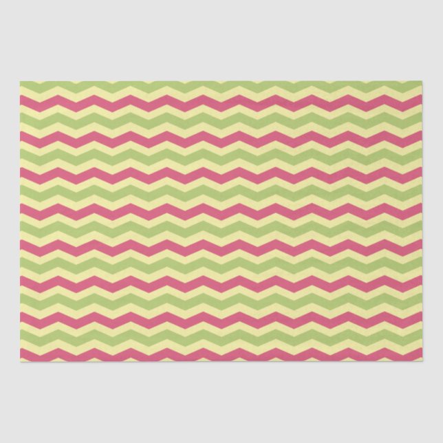 Pink Green and Yellow Chevron Pattern Tissue Paper (Front)