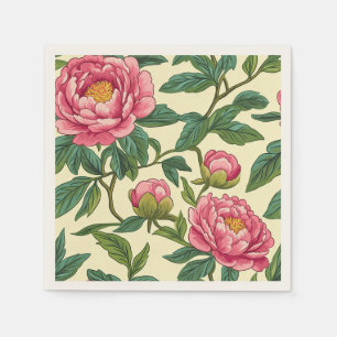 Pink, Green and Yellow Chinoiserie Floral Napkin