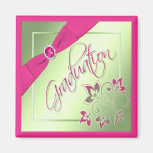 Pink, Green, and Yellow Graduation Magnet