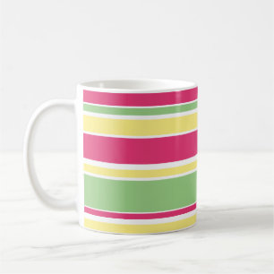 Pink, green and yellow stripes coffee mug