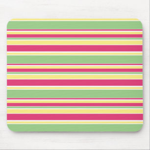 Pink, green and yellow stripes mouse mat