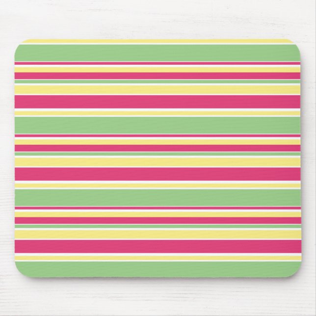 Pink, green and yellow stripes mouse mat (Front)