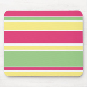 Pink, green and yellow stripes mouse mat