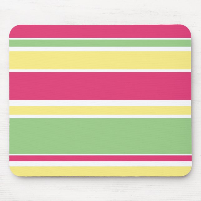 Pink, green and yellow stripes mouse mat (Front)