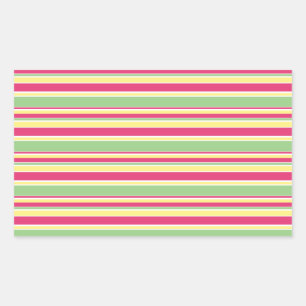 Pink, green and yellow stripes rectangular sticker