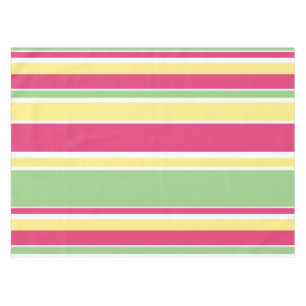 Pink, green and yellow stripes tablecloth
