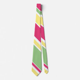 Pink, green and yellow stripes tie