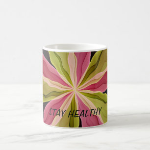 Pink Green Anthracite Fantasy Flower Fractal Text Coffee Mug