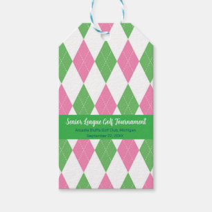 Pink & Green Argyle Pattern - Gift Tag