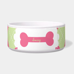 Pink & Green Argyle Personalised