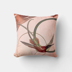 Pink & Green Artistic Hummingbird Design Cushion