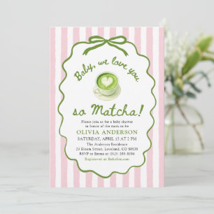 Pink Green Baby We love you so Matcha Baby Shower Invitation
