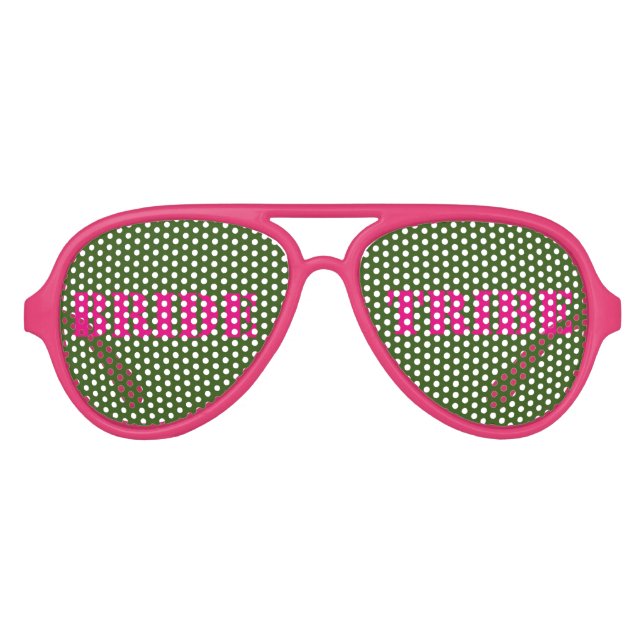 Pink Green Bachelorette Bride Tribe Glasses (Front)