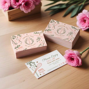 Pink & Green Baking & Cooking Utensil Thank You Business Card